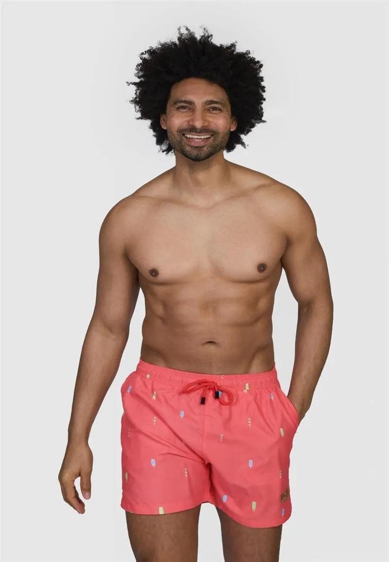 Narwal Narwal Nachhaltige Badehose mit Print, Warm red (popsicle), – Produktbild 1 von 1