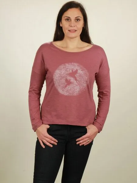 NATIVE SOULS NATIVE SOULS Longsleeve Oversize Damen - Two Kolibris, Berry, – Produktbild 1 von 1