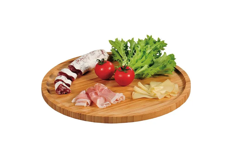 Kesper Kesper Pizzateller 5 Stück Pizzateller - Bambus - Ø 32cm, (5 St), hochgezogener Rand, Beige, – Produktbild 2 von 4