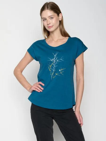 GreenBomb GREENBOMB Nature Bird Reed Cool - Sportliches T-Shirt aus Bio-Baumwolle / hochwertiger Print / GOTS / Fair & Vegan, Blau (rich blue), – Produktbild 4 von 4