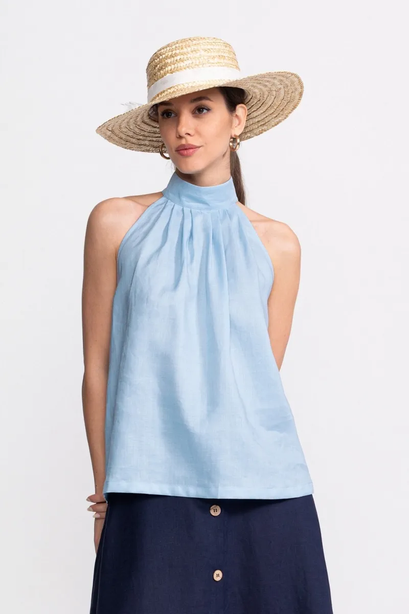De IONESCU De IONESCU Damen vegan Neckholder Top Tismana, Hellblau, – Produktbild 2 von 2