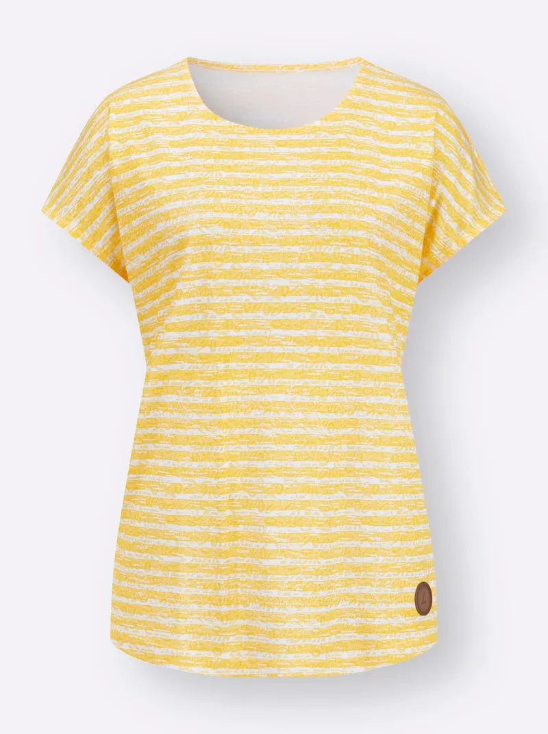 Witt Rundhalsshirt sonnengelb-ecru-geringelt, Sonnengelb-ecru-geringelt, – Produktbild 1 von 2