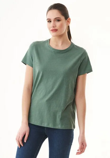ORGANICATION ORGANICATION Damen Basic T-Shirt aus Bio-Baumwolle, Grün(green tea), – Produktbild 3 von 4