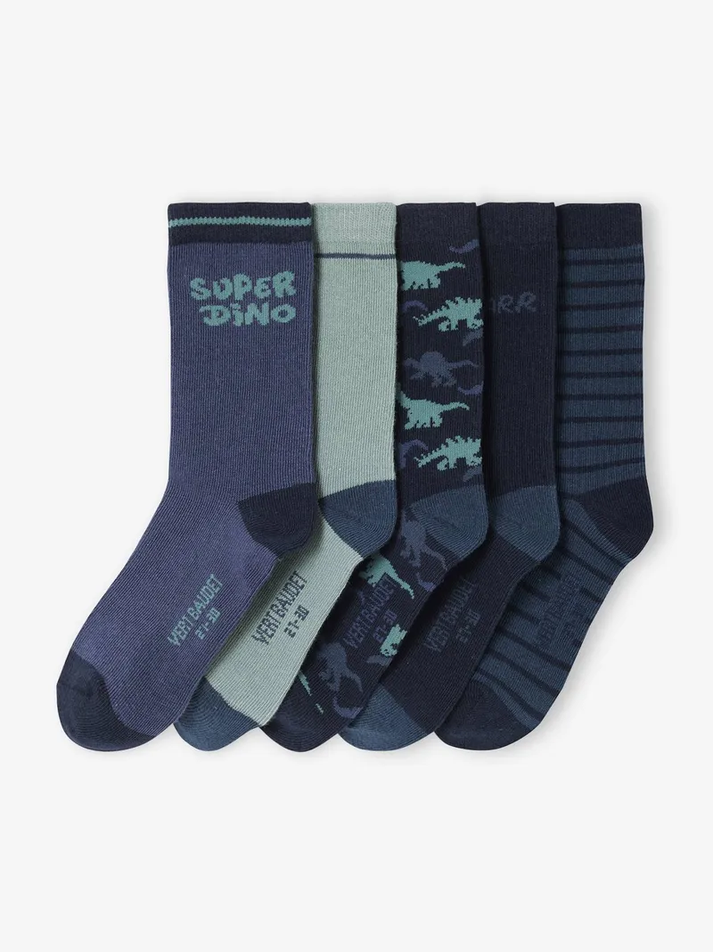 Vertbaudet 5er-Pack Socken SUPER DINO, Marine, – Produktbild 1 von 2