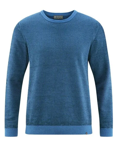 HempAge HempAge Herren Strickpullover Rundhalsausschnitt Hanf/Biobaumwolle Normal Fit, Ocean (blau), – Produktbild 1 von 4