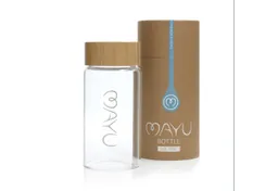 MAYU Water Trinkflasche 100% Borosilikatglas, Deckel aus Bambus, integriertes Sieb, verschiedene Größen – Produktbild 1 von 1