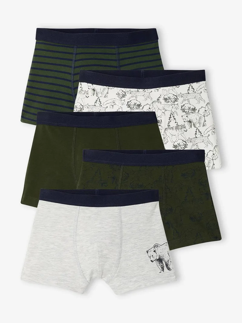 Vertbaudet Vertbaudet 5er-Pack Boxershorts Jungen, Khaki, – Produktbild 1 von 3