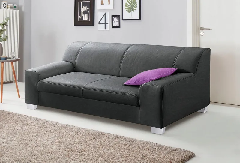 DOMO collection 3-Sitzer Amando zeitlos und modern, komfortabel, in vielen Bezugsvarianten, auch in Leder, Schwarz, – Produktbild 2 von 4