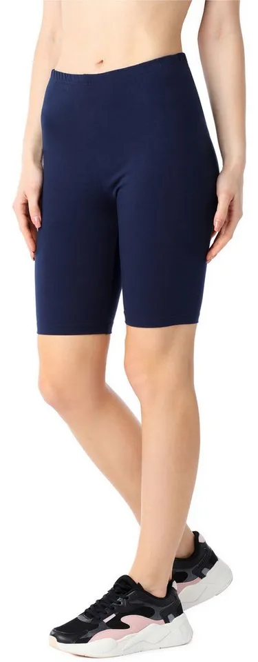Bellivalini Leggings Damen Kurze Leggings aus Bio-Baumwolle BLV50-185 (1-tlg) elastischer Bund, Blau, – Produktbild 4 von 5