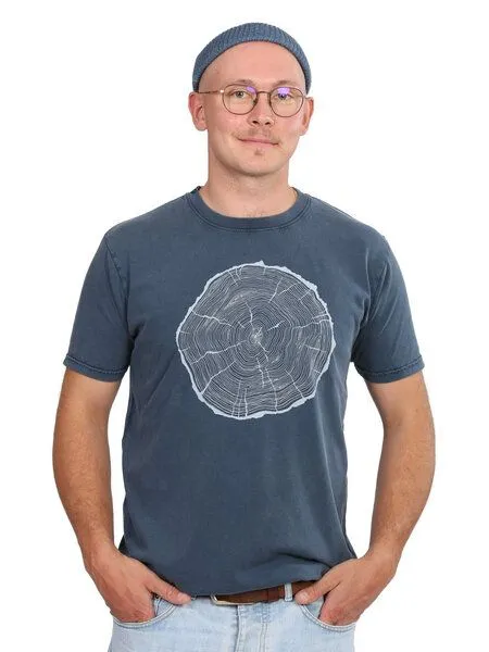 Life-Tree Life-Tree Organic Fairwear Shirt Men Stone Washed BigSlice, Blau, – Produktbild 1 von 3