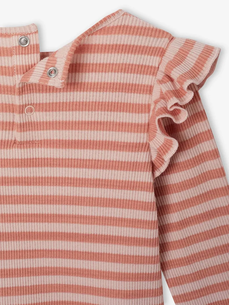 Vertbaudet Baby Shirt mit Volants und Herz-Stickerei, Rosa, – Produktbild 3 von 4