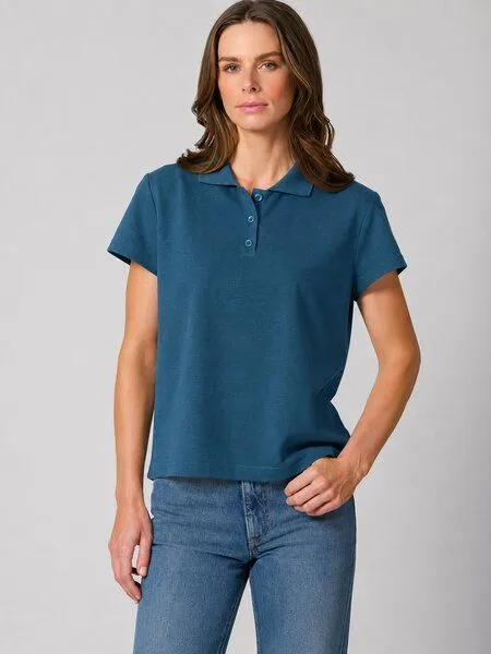 HempAge HempAge Klassisches Damen-Poloshirt Hanf/Biobaumwolle, Reef (blau), – Produktbild 2 von 4