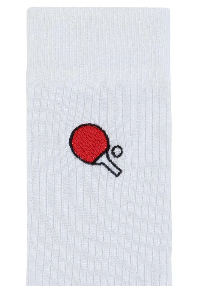 MELA MELA Socken Gerippte Socken Stickerei 1 Paar Frei von Polyester und Polyamid, Weiß - ping-pong, – Produktbild 2 von 2