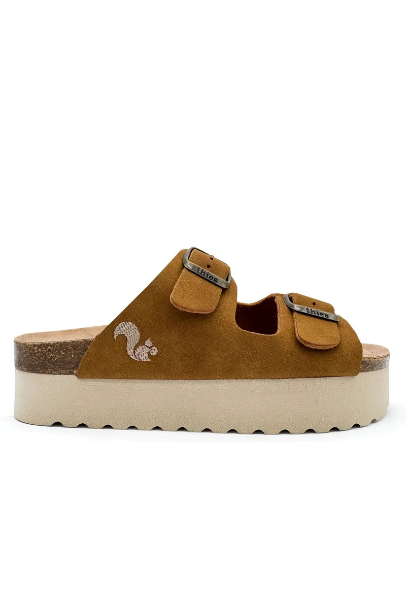 thies thies Damen vegan Sandalen Plateau Cognac, Braun, – Produktbild 1 von 2