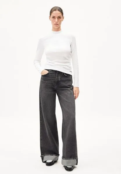 ARMEDANGELS ARMEDANGELS FATIMAARA Damen Ripp-Longsleeve Slim Fit aus Bio-Baumwoll Mix, White, – Produktbild 4 von 4