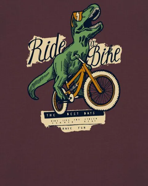 watapparel watapparel T-Shirt Unisex T-Rex Fahrrad, Red brown, – Produktbild 3 von 4