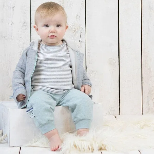 OrganicEra Baby Langarm T-shirt, gestreift 'OrganicEra' aus Bio Baumwolle, Grey melange (grau), – Produktbild 3 von 4