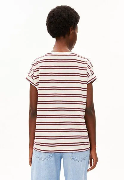 ARMEDANGELS ARMEDANGELS IDAARA STRIPES Damen T-Shirt aus Bio-Baumwolle, Undyed-velvet red-soft blue, – Produktbild 2 von 4
