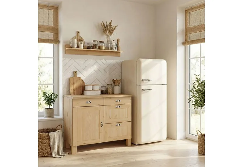 Home affaire Wandboard Oslo, 100 cm breit, aus massiver Kiefer, Beige, – Produktbild 4 von 5