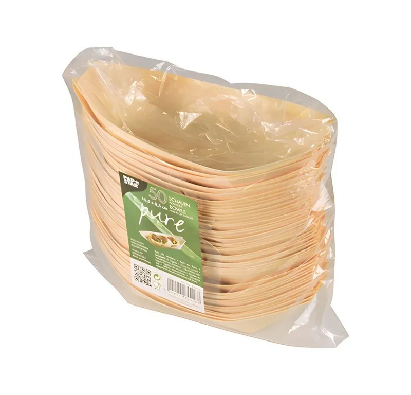 PAPSTAR PAPSTAR Einwegschale Fingerfood - Schalen, Holz pure 16,5 cm x 8,5 cm Schiffchen 50 Stk, Holz, Beige, – Produktbild 3 von 4