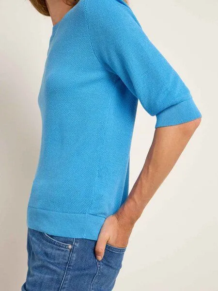 LANIUS LANIUS Struktur-Halbarmpullover aus Bio-Baumwolle, Blue sea, – Produktbild 4 von 4