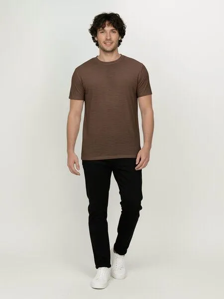 GreenBomb GREENBOMB Basic Loom - Funktionales T-Shirt aus Merino-Wolle / Fair & Vegan, Braun (earth wood), – Produktbild 3 von 4