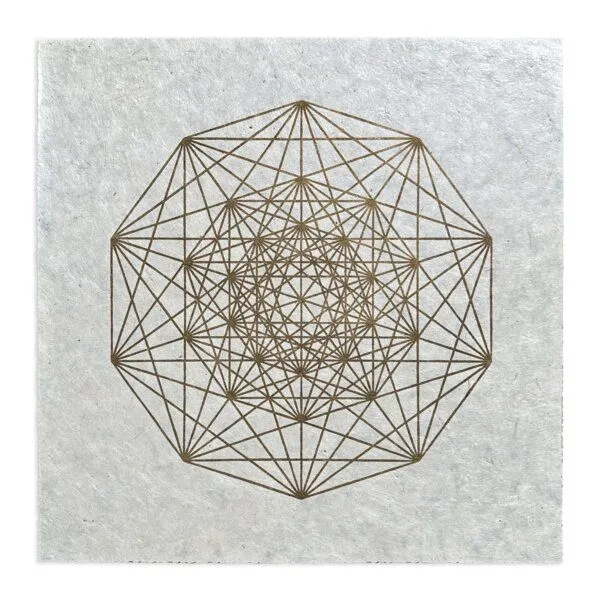 Veskor Cassiopeia Veskor Cassiopeia DEMIHEXERAKT Heilige Geometrie Linoldruck | 40 × 40 cm | Gold auf Naturweiß – Produktbild 1 von 4