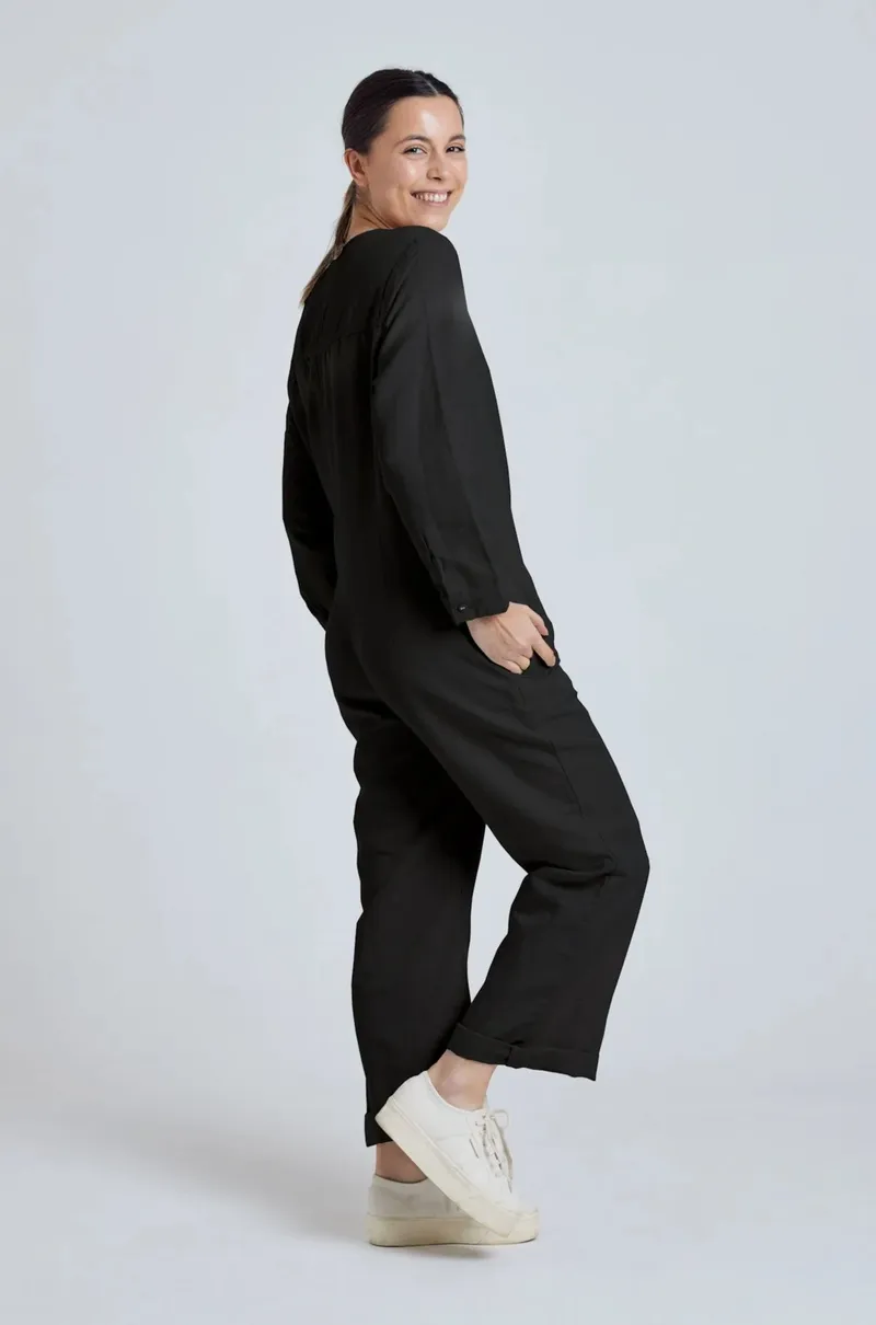 Flax and Loom Flax and Loom Damen vegan Jumpsuit Clara Schwarz, Schwarz, – Produktbild 1 von 2