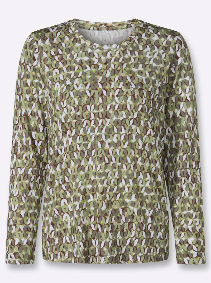 Witt Print-Shirt khaki-lindgrün-bedruckt, Khaki-lindgrün-bedruckt, – Produktbild 1 von 2
