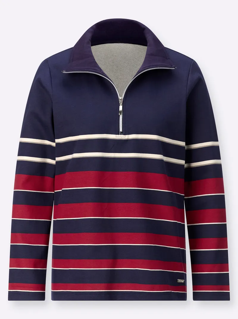 Witt Sweatshirt marine-kirsche-geringelt, Marine-kirsche-geringelt, – Produktbild 2 von 2