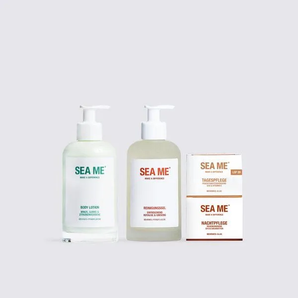 SEA ME SEA ME Hautpflege Set mit Tages- und Nachtpflege, Reinigungsgel & Body Lotion | vegan – Produktbild 1 von 4