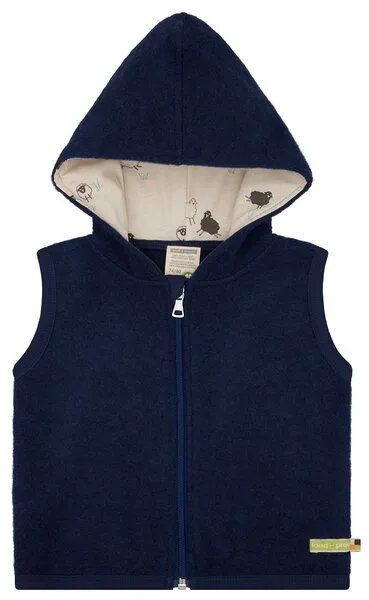 loud + proud loud + proud Babys & Kinder Wollfleece-Weste mit Kapuze, GOTS-zertifiziert, Ultramarine(blau), – Produktbild 2 von 3