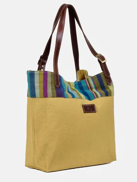 Dragolina Dragolina Shopper Miss Eve mit Webstoff der Pwo Karen, Schilf (gelb), – Produktbild 3 von 4