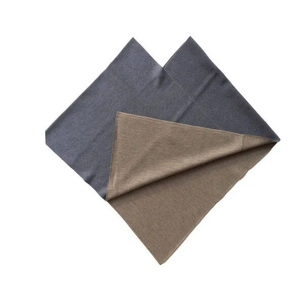 austriandesign.at austriandesign.at DreieckPoncho reversibel aus extrafeiner Merinowolle, Blaugold/natur, – Produktbild 1 von 4