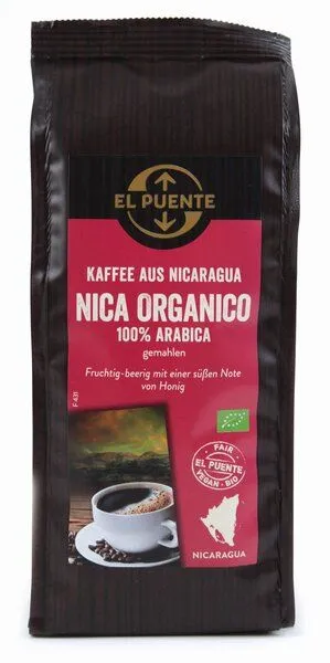 El Puente El Puente Nica organico - Bio-Kaffee gemahlen 250 g | Fair Trade | Bio-zertifiziert | Vegan | Glutenfrei, Mehrfarbig, – Produktbild 1 von 1
