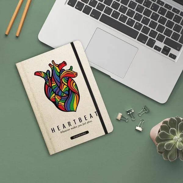 matabooks® matabooks® Nachhaltiges A5 Notizbuch/Journal/Schreibheft aus Süßgraspapier – Nari (punktiert), Heartbeat, – Produktbild 4 von 4