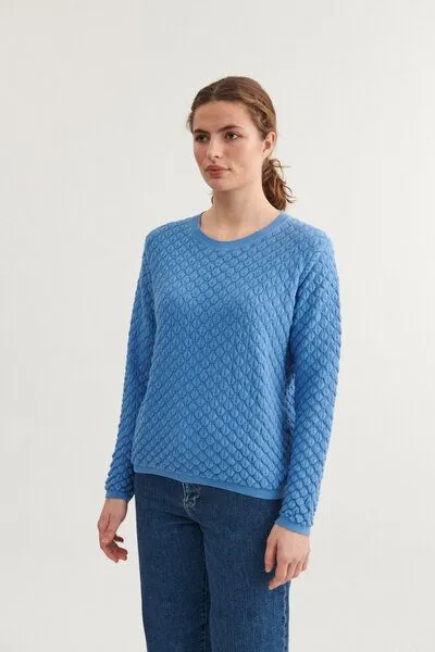 Basic Apparel Basic Apparel Strickpullover - Camilla sweater - aus Bio-Baumwolle, Blau (riviera), – Produktbild 2 von 4