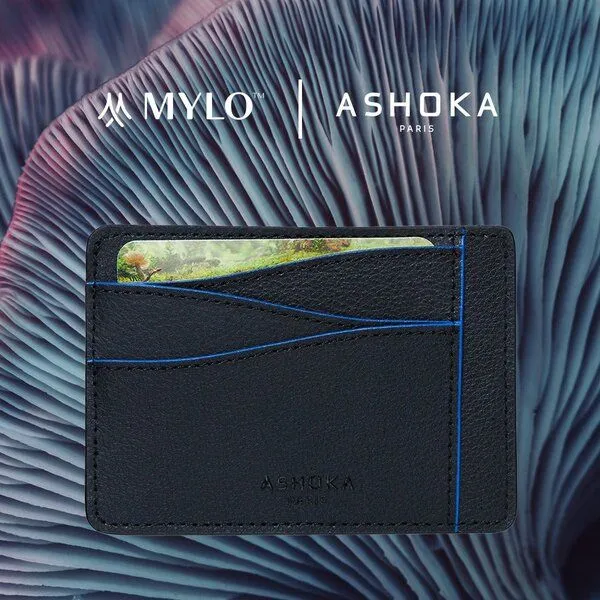 Ashoka Paris Ashoka Paris Großes Kartenetui aus Mylo Pilzmaterial Blau – Produktbild 1 von 3