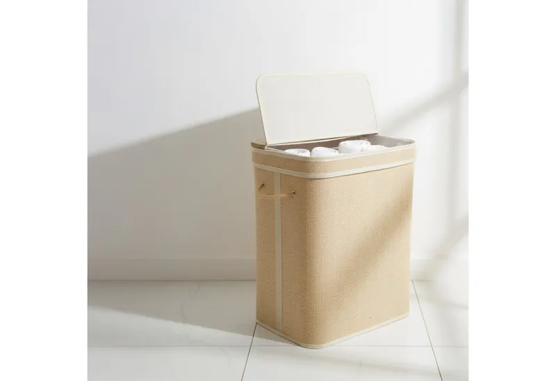 RELAXDAYS RELAXDAYS Wäschekorb Bambus Wäschekorb mit Deckel (1 St), natur, 90 L, Braun, – Produktbild 2 von 5