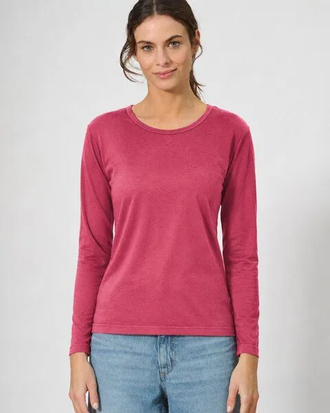 HempAge HempAge Langarmshirt Basic Hanf/Biobaumwolle, Barolo rot, – Produktbild 1 von 4