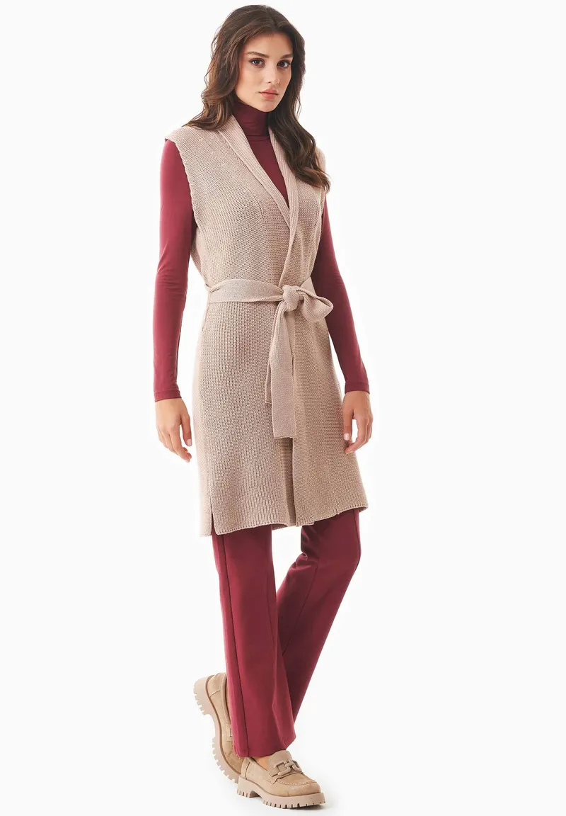 ORGANICATION ORGANICATION Damen vegan Lange Strickweste Aus Bio-Baumwolle, Beige, – Produktbild 1 von 2