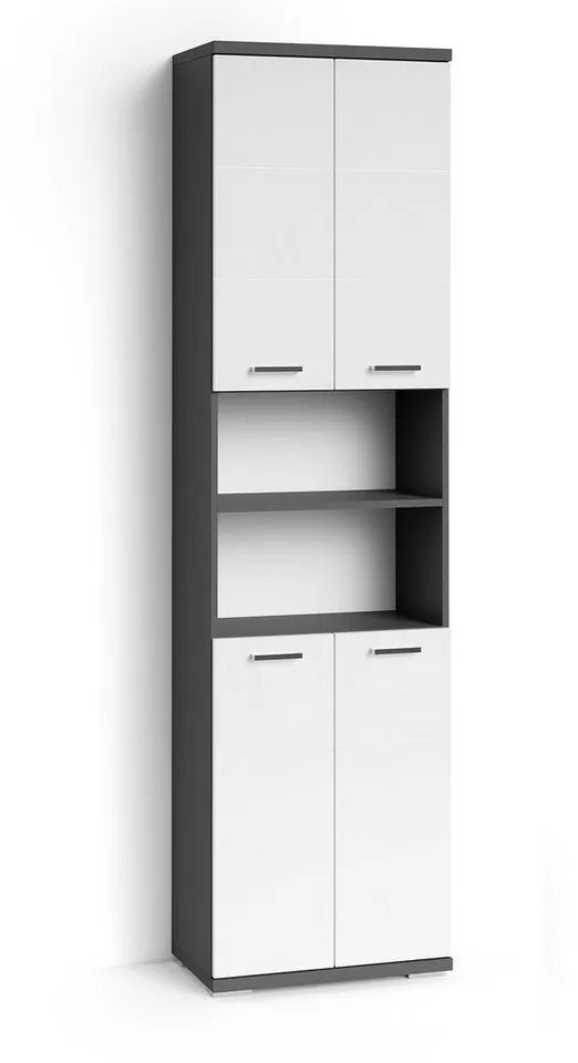 byLIVING Hochschrank Nebraska Breite 50 cm, Badezimmerschrank mit Metallgriffen, viel Stauraum, Grau, – Produktbild 2 von 5