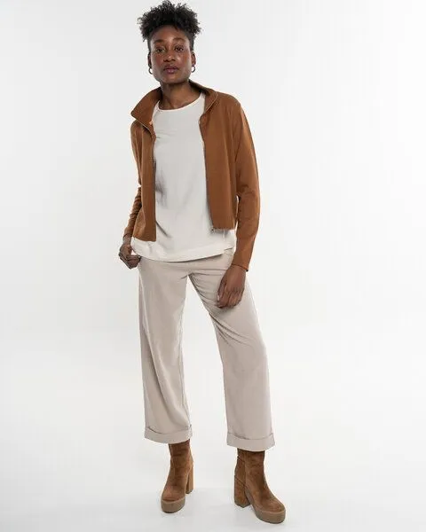 Alma & Lovis Alma & Lovis Legere Zip-Jacke aus softem Bio-Baumwoll-/Woll-Mix | Cot-Wool Kurzjacke, Cinnamon (hellbraun), – Produktbild 2 von 4