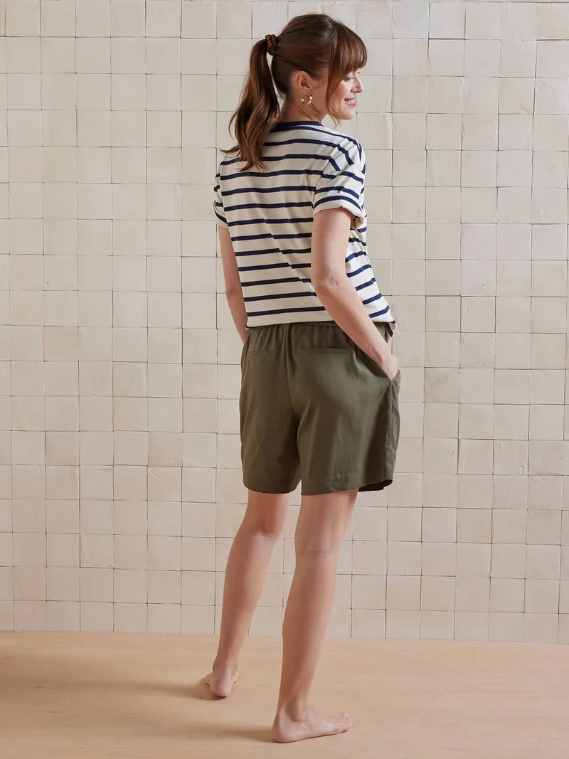 Vertbaudet Umstands-Shorts aus Lyocell mit Einsatz am Bauch, Khaki, – Produktbild 4 von 4