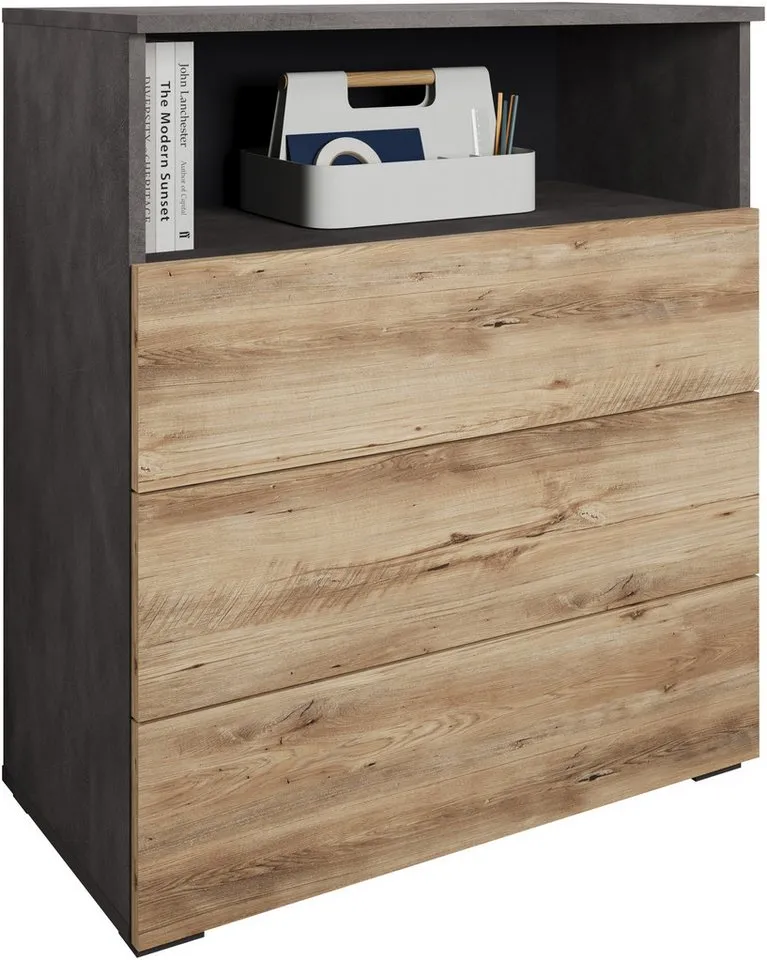 OTTO home Kommode Paris, mit 3 Schubkästen (Breite 70 cm), Schwarz, – Produktbild 6 von 8