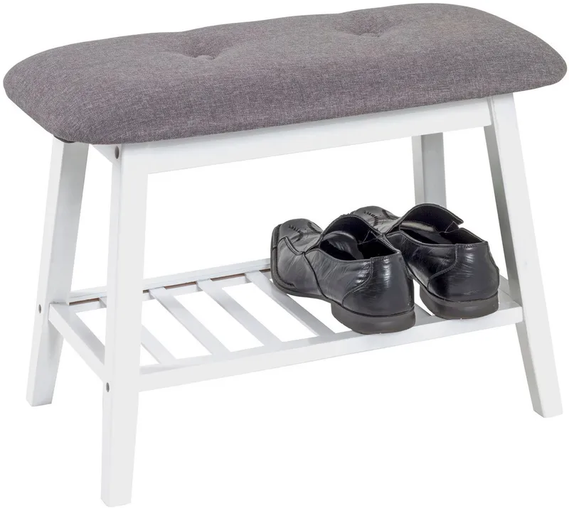 HAKU Schuhbank Flurbank, Garderobenbank, Sitzbank, rechteckig - aus Textil Grau - B/T/H 60/30/44 cm, Grau, – Produktbild 5 von 8