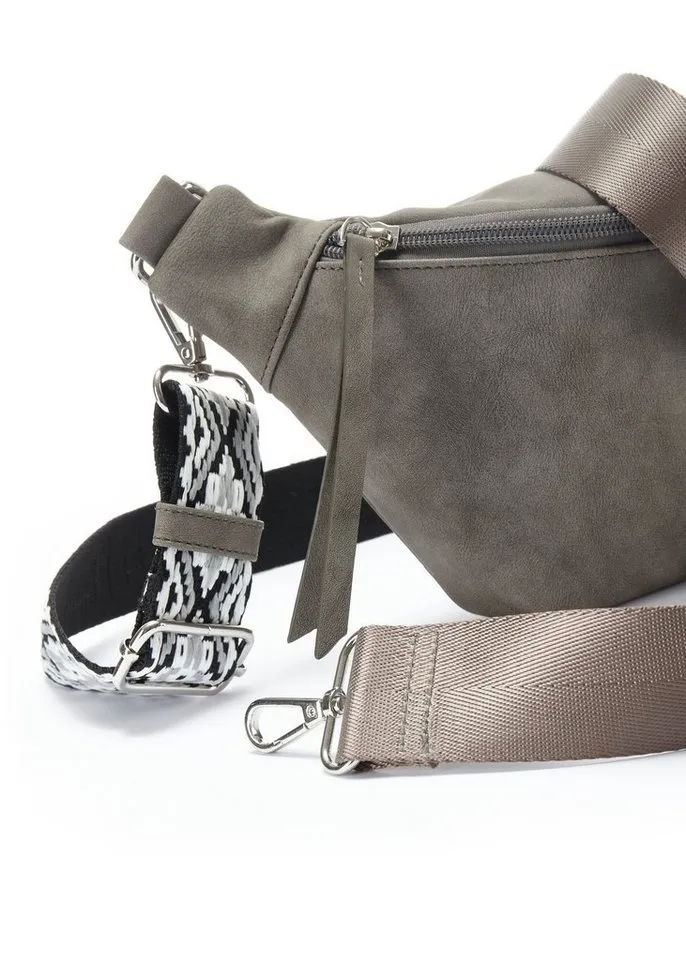 Vivance by Lascana Bauchtasche Umhängetasche, Hüfttasche, Crossbody Bag, Gürteltasche, Handtasche Damen zum Umhängen mit austauschbarem Schulterriemen VEGAN, Grau, – Produktbild 4 von 5