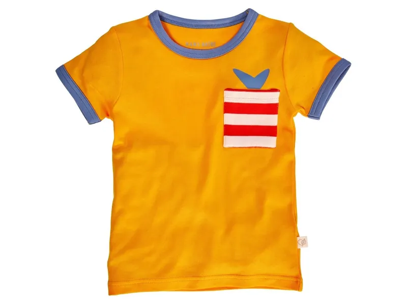 HANS NATUR Kinder T-Shirt Bio-Baumwolle orange mit Tasche Gr.110/116, Orange, mehrfarbig, – Produktbild 1 von 2