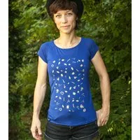 päfjes päfjes Goldene Blüten & Blätter - Fair gehandeltes Frauen T-Shirt mit TENCEL Lyocell, Blau, – Produktbild 1 von 1