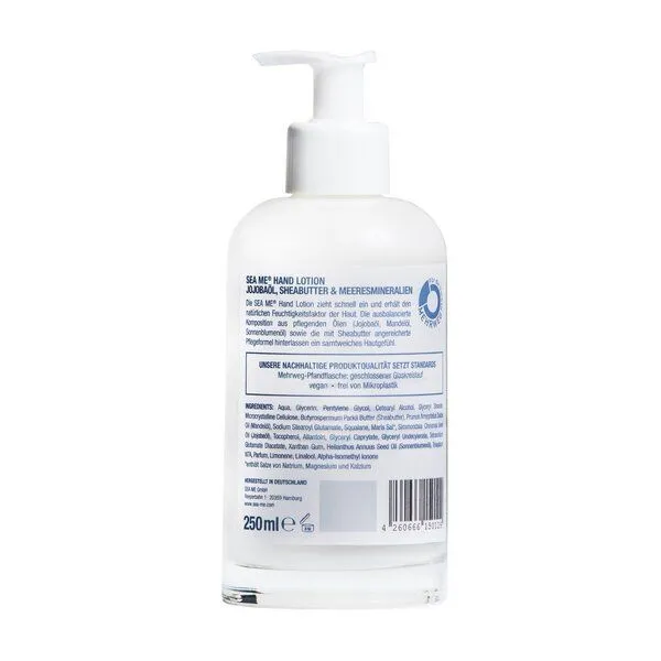SEA ME SEA ME Hand Lotion | Jojobaöl, Sheabutter & Meeresmineralien | Mehrweg-Glas 250 ml – Produktbild 3 von 4